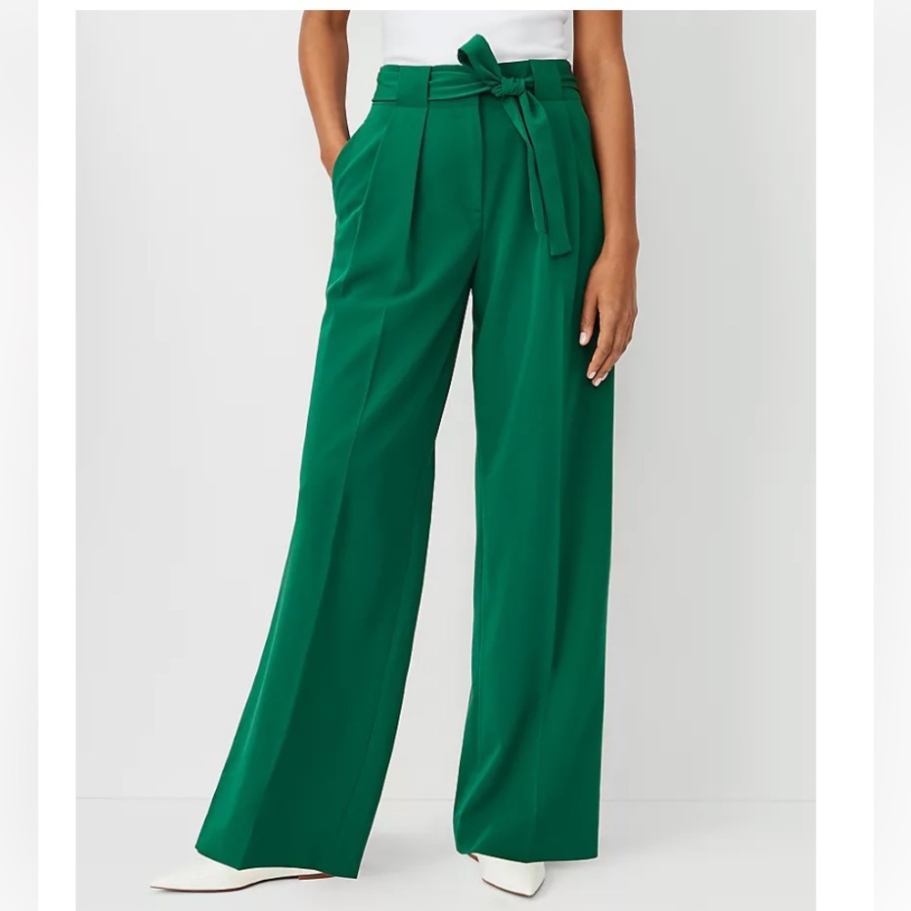 Ann Taylor Tie Waist Pleated Wide Leg Pant Size: 6